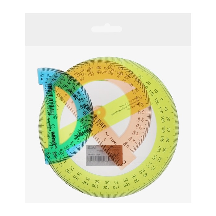 Набор транспортиров 3 штуки, Calligrata 180/360 градусов, 10/12/14 см, прозрачные, чертёжные, МИКС Набор транспортиров 3 штуки, Calligrata 180/360 градусов, 10/12/14 см, прозрачные, чертёжные, МИКС