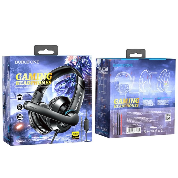 Наушники Borofone BO102, игровые, накладные, микрофон, 3.5 мм, 1.2 м, чёрные Наушники Borofone BO102, игровые, накладные, микрофон, 3.5 мм, 1.2 м, чёрные