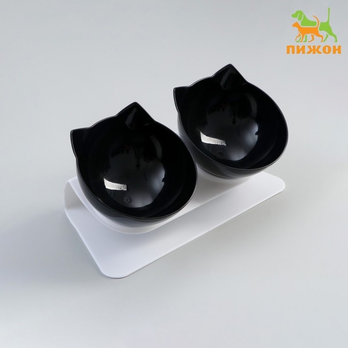 Миски пластиковые на белой подставке 27,5 х 14 х 15 см чёрная/черная Миски пластиковые на белой подставке 27,5 х 14 х 15 см чёрная/черная