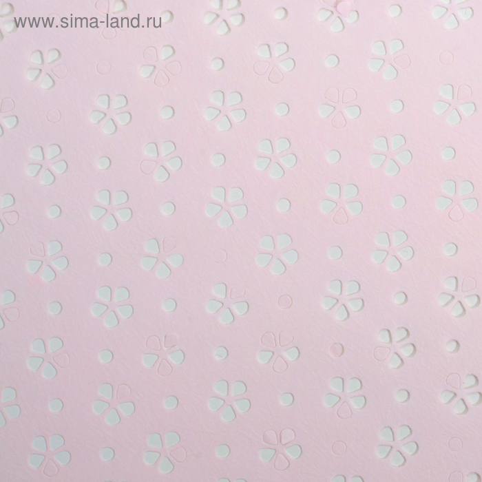 Фетр ламинированный с перфорацией  Фетр ламинированный с перфорацией "Цветочки", розовый, 57 см х 5 м