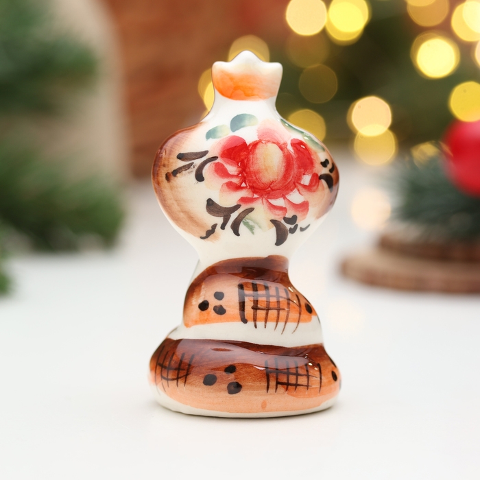 Новый год. Сувенир символ года Новый год. Сувенир символ года "Змея Королева", гжель, цвет, 8 см