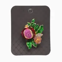 Брошь &laquo;Гранат&raquo;, с цветком, со стразами, цветная в золоте