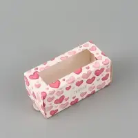 Коробка подарочная с окном &laquo;Сердца&raquo;, 12&times;5.5&times;5.5 см, самосборная