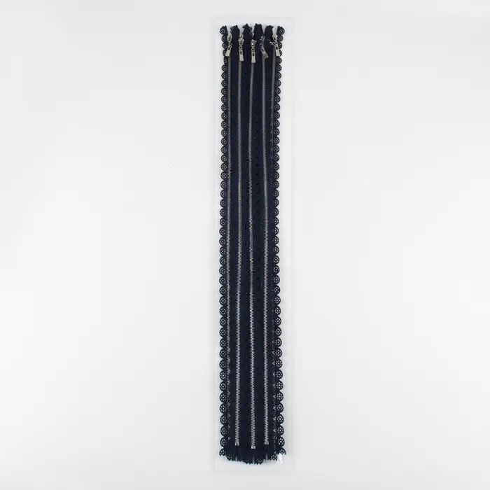 Молния металлическая, №3, неразъёмная, замок автомат, 60 см, тёмно-синяя