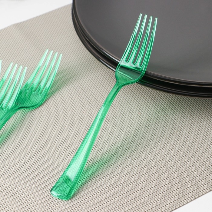 Вилка пластиковая одноразовая, прозрачная, 18 см, набор 10 шт, цвет МИКС Вилка пластиковая одноразовая, прозрачная, 18 см, набор 10 шт, цвет МИКС