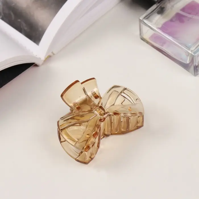 Крабики для волос QF &laquo;Флориана&raquo;, набор 3 шт., бант, 6 и 4 см, светло-коричневые