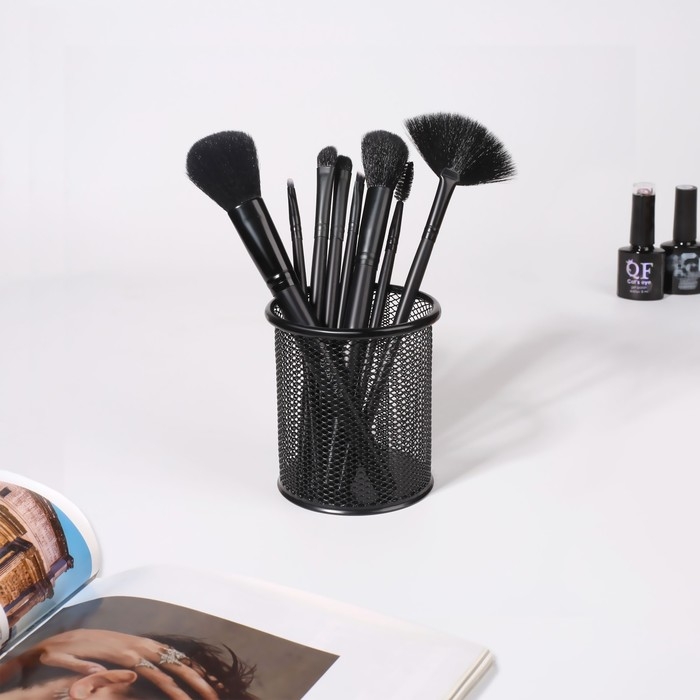 Подставка для хранения маникюрных/косметических принадлежностей, d = 9 × 10 см, цвет чёрный Подставка для хранения маникюрных/косметических принадлежностей, d = 9 × 10 см, цвет чёрный