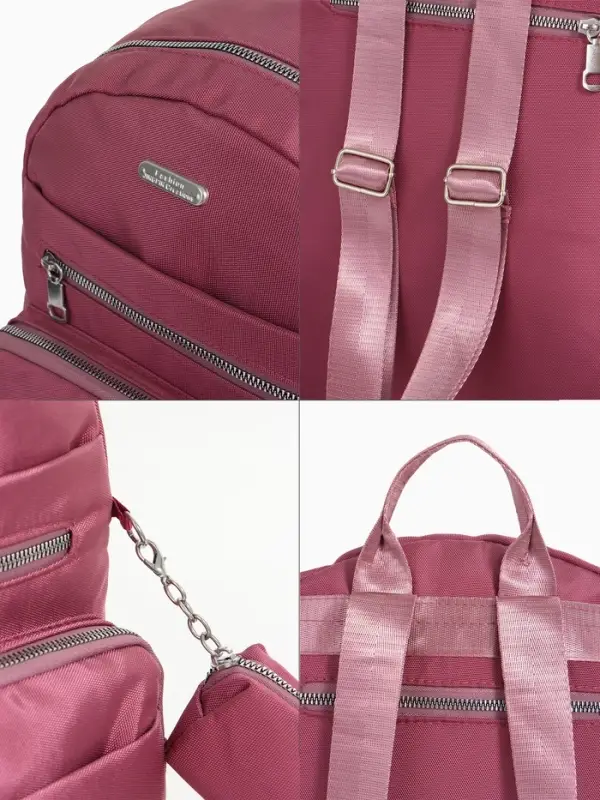 Рюкзак городской, с косметичкой, 5 карманов, бордовый