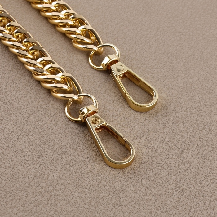 Набор для создания сумки, 4 предмета, кольцо-карабин - 2 шт, цепочка, кнопка магнитная, цвет золотой