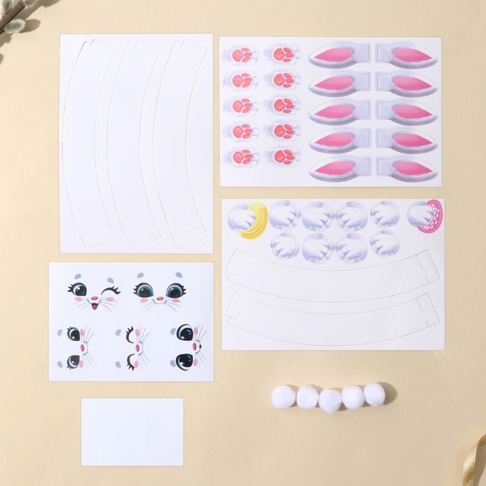 Набор для украшения яиц на подложке &laquo;Зайки&raquo; на пасху, 13 х 10 см