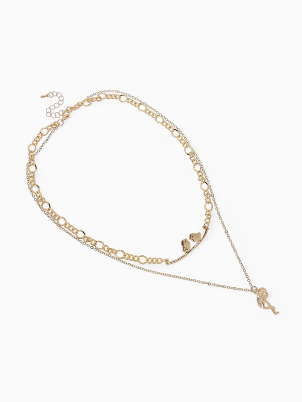 Кулон «Цепь» фламинго, цвет золото