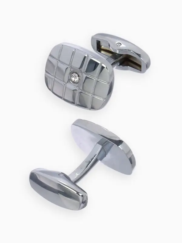 Набор мужской стальной &laquo;Запонки + Зажим для галстука&raquo;, клетки, белый в серебре