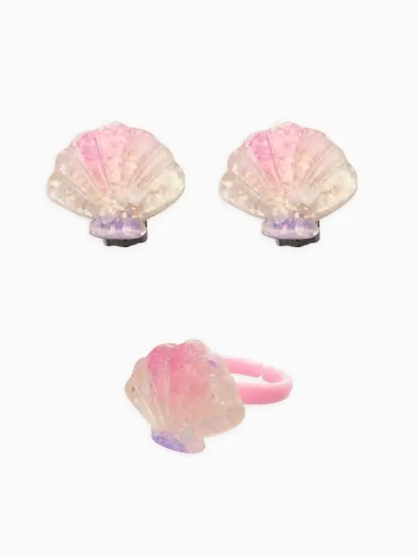 Набор детский &laquo;Выбражулька. Ракушка&raquo;, 3 предмета: клипсы, кольцо, браслет, разноцветный