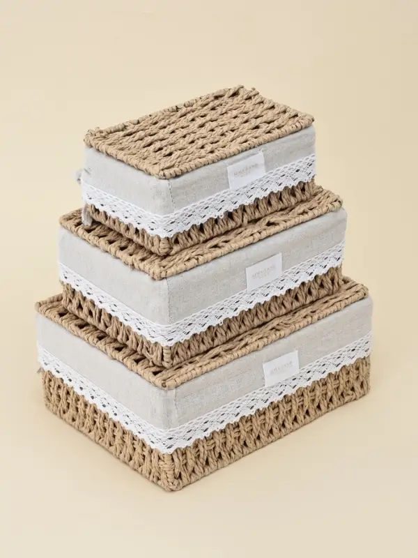 Корзины для хранения SL Home, плетёные, ручной работы, 3 шт.: от 18&times;12&times;8 см до 26&times;20&times;12 см