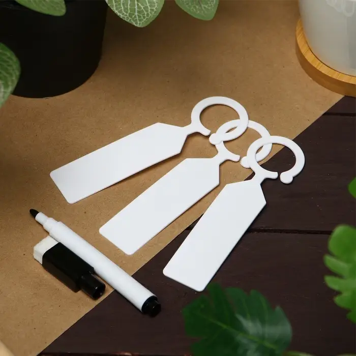 Бирки садовые, для маркировки растений, 10.5 см, набор 20 шт., маркер, пластик, белые, Greengo