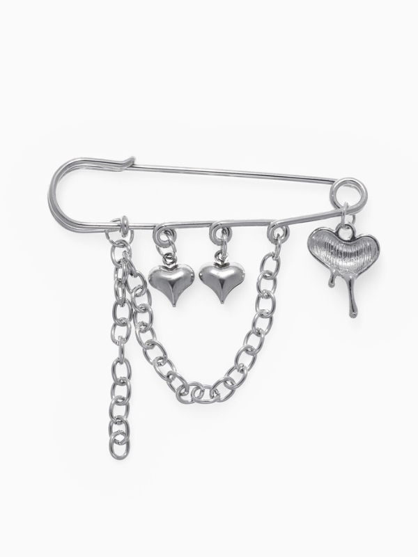 Булавка «Сердца» с цепочкой, цвет серебро Булавка «Сердца» с цепочкой, цвет серебро