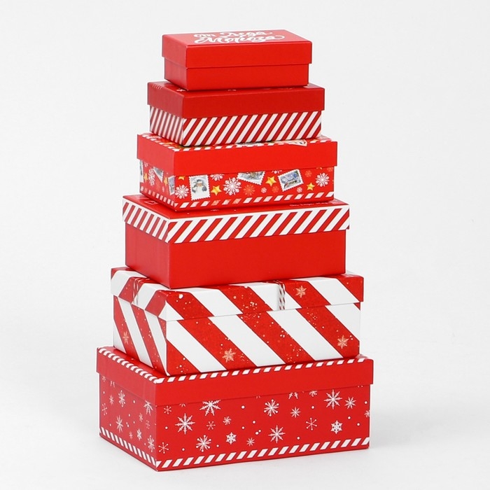 Набор коробок подарочных 15 в 1 «Почта», 12 х 7 х 4 см - 46,6 х 35,2 х 17.5 см, Новый год
