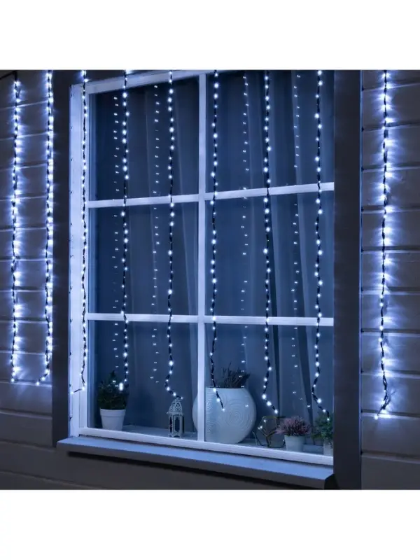 Гирлянда &laquo;Водопад&raquo; 2&times;1.5 м, IP44, тёмная нить, 400 LED, свечение белое, 8 режимов, 220 В