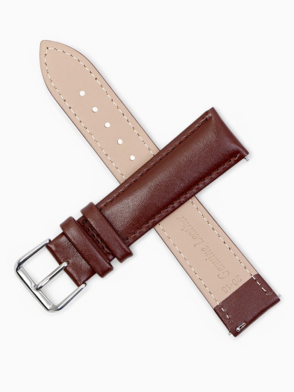 Ремешок для часов кожаный с быстросъемными шпильками, 20 мм, l-20 см, коричневый Ремешок для часов кожаный с быстросъемными шпильками, 20 мм, l-20 см, коричневый