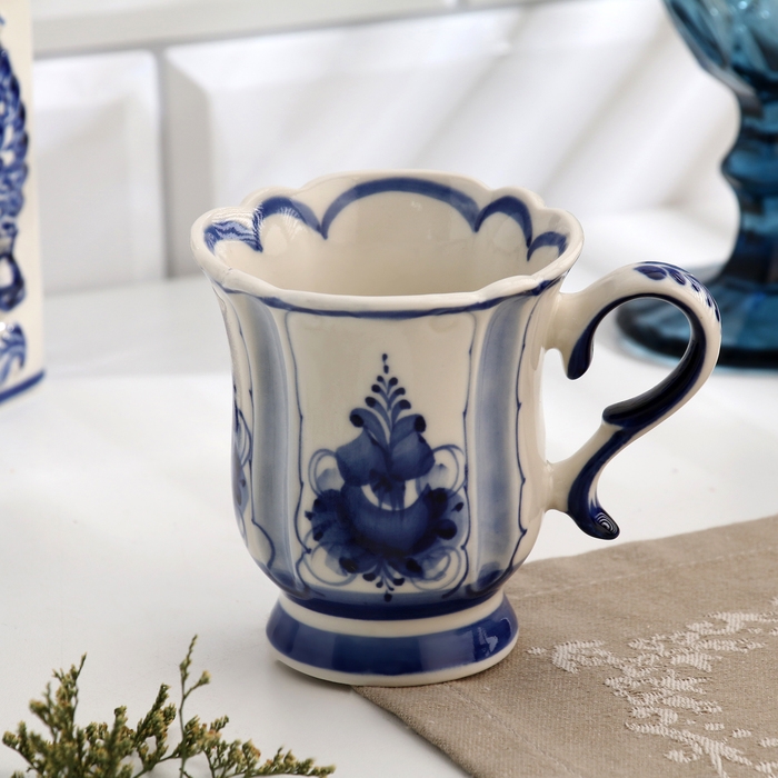 Кружка Кружка "Кофейная", высота 9 см, объём 160 мл, гжель