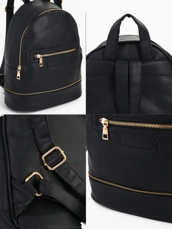 Рюкзак женский на молнии, с карманом, размер 27&times;13.5&times;33 см, чёрный