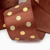 Лента атласная с тиснением &laquo;Горох&raquo;, 25 мм, 23&plusmn;1 м, коричневая №32