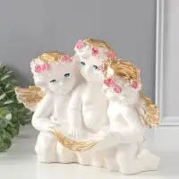 Фигура с подставкой под мелочи "Три ангела" белый, 30х23х16 см