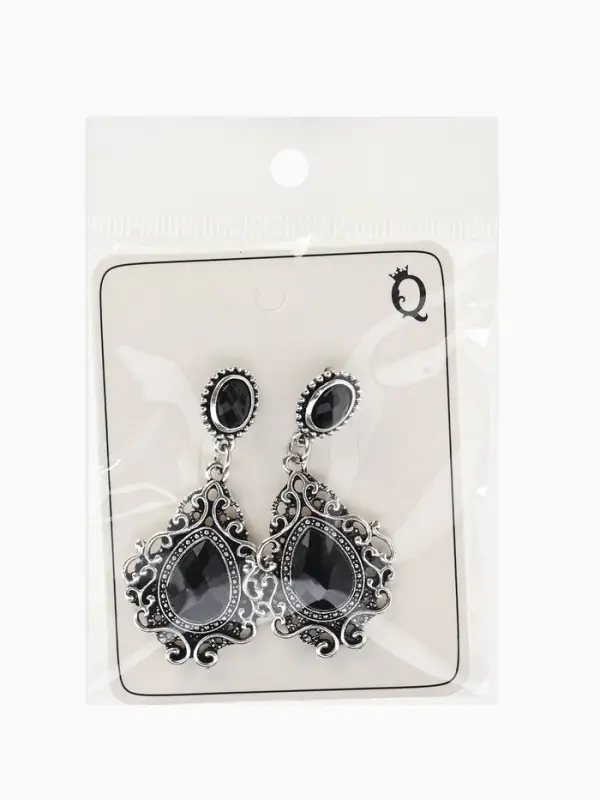 Серьги со стразами &laquo;Изящность&raquo;, ажурная, чёрные в чернёном серебре