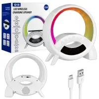Портативная акустика RGB с беспроводной зарядкой Q18 белый (24шт/кор)