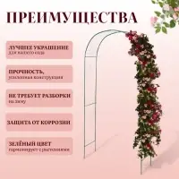 Арка садовая, 230&times;125&times;50 см, для вьющихся растений, металлическая, зелёная, &laquo;Сетка&raquo;, Greengo