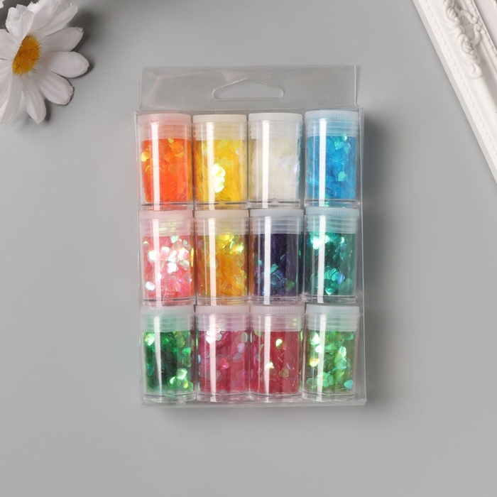 Декор для творчества в банке Декор для творчества в банке "Неоновые сердца" набор 12 шт 13,4х8,8х3 см