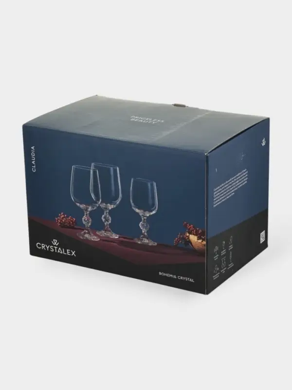 Набор бокалов для вина &laquo;Клаудия&raquo;, 230 мл, 6 шт., хрустальное стекло, прозрачный