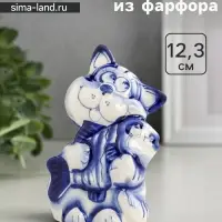 Фигурка фарфор гжель &laquo;Кот рыбак&raquo;