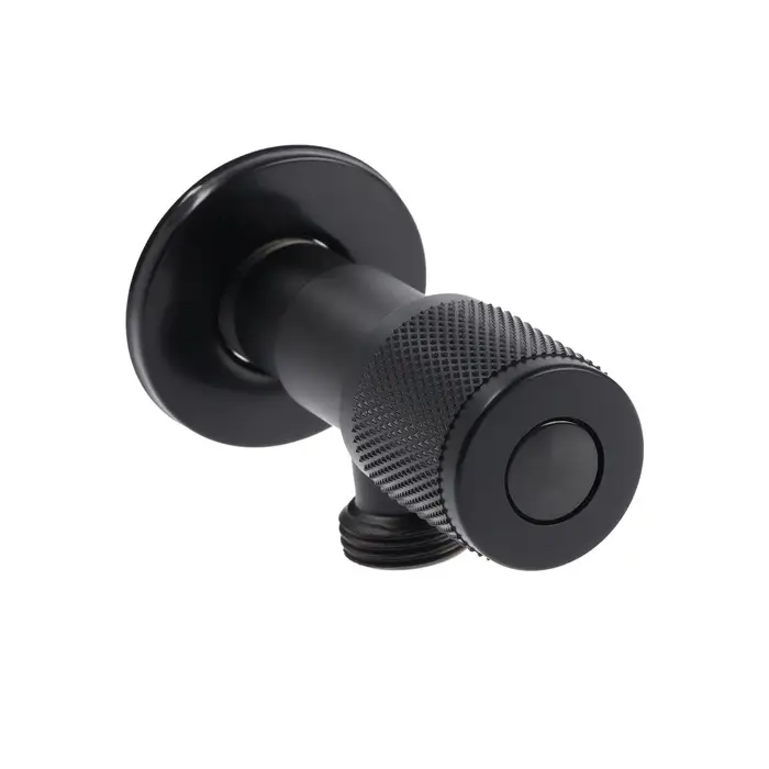 Кран угловой ZEIN engr, 1/2" &times; 1/2", кран-букса латунь/керамика, нерж. сталь, черный