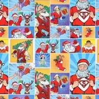Бумага упаковочная глянцевая "Pop-art новогодние супергерои", 70 х 100 см