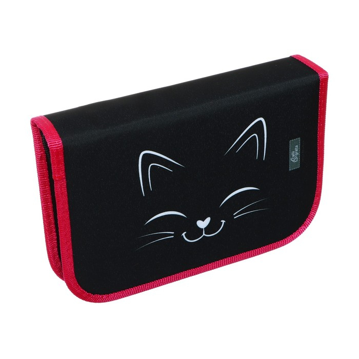 Пенал 3 секции, вкладка внутри, 140 х 210 х 40 мм, тканевый, Calligrata TOP Block Пенал 3 секции, вкладка внутри, 140 х 210 х 40 мм, тканевый, Calligrata TOP Block "Котик"