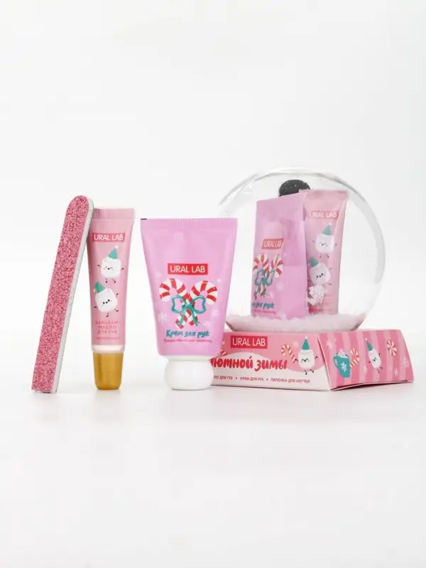 Подарочный набор новогодний: крем для рук, масло для губ и пилочка для ногтей, URAL LAB Подарочный набор новогодний: крем для рук, масло для губ и пилочка для ногтей, URAL LAB