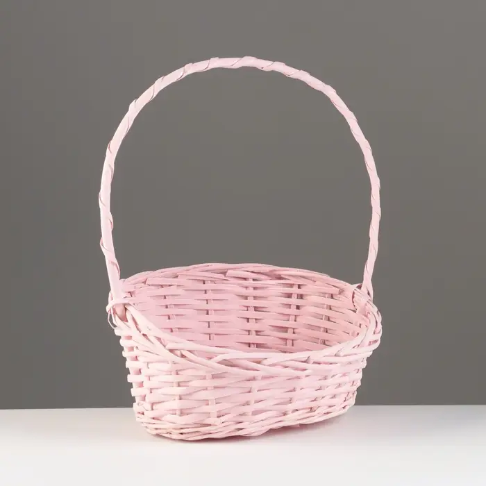 Корзина плетеная, 26х21х8х13х32 см, розовый, ива
