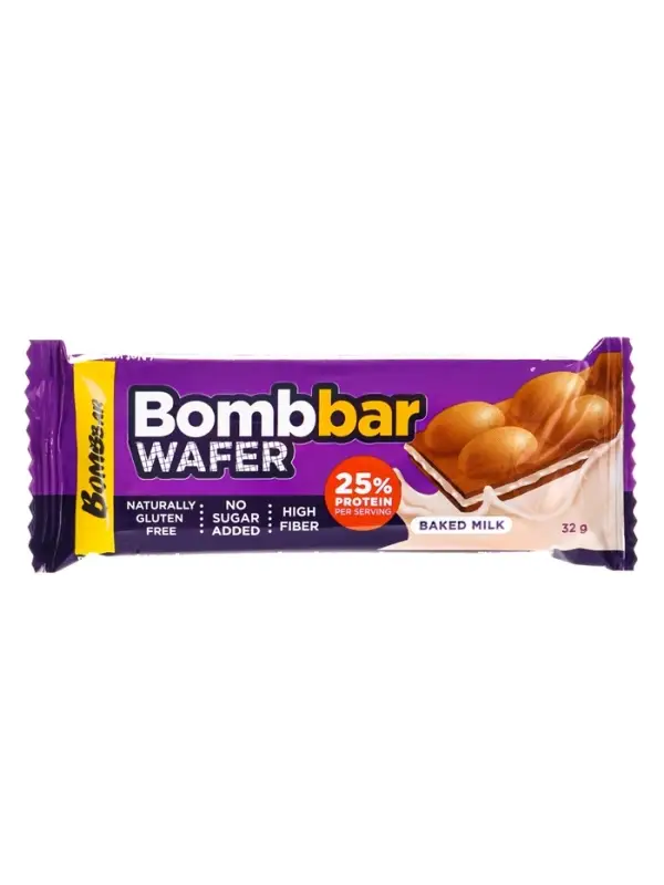 ТМ  ТМ "BOMBBAR" Батончик вафельный с молочно-ореховой пастой со вкусом "Топленого молока" 32 г