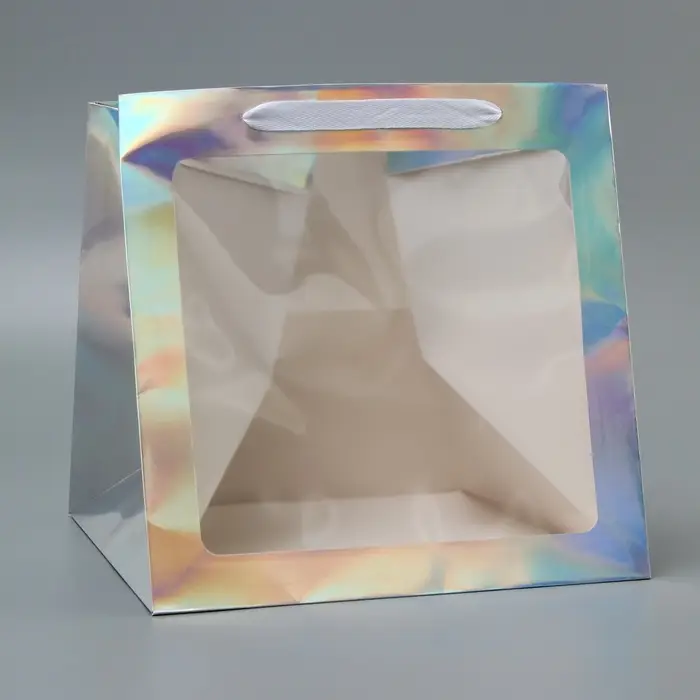 Пакет для торта и коробок, с квадратным дном и окном, голографический, 30&times;30&times;30 см