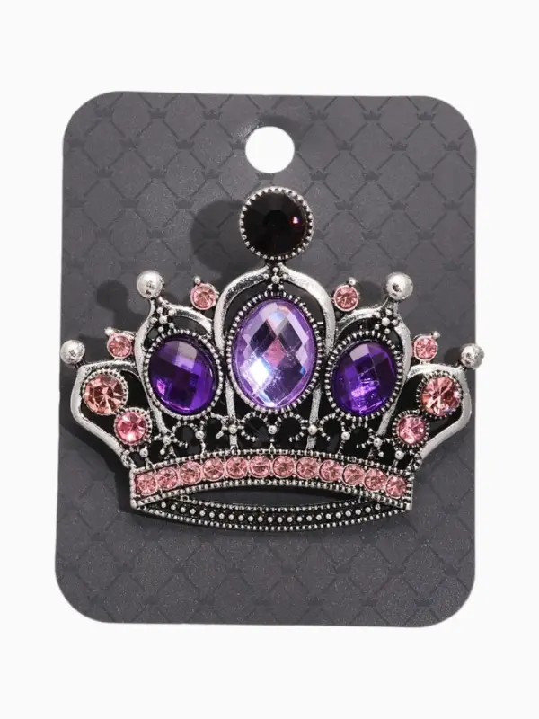 Брошь &laquo;Корона&raquo;, готическая, фиолетовая в чернёном серебре
