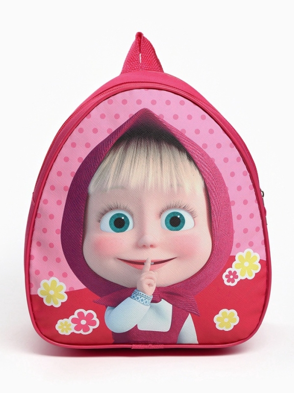 Рюкзак детский для девочки на молнии, розовый, 23х21х10 см, Маша и Медведь