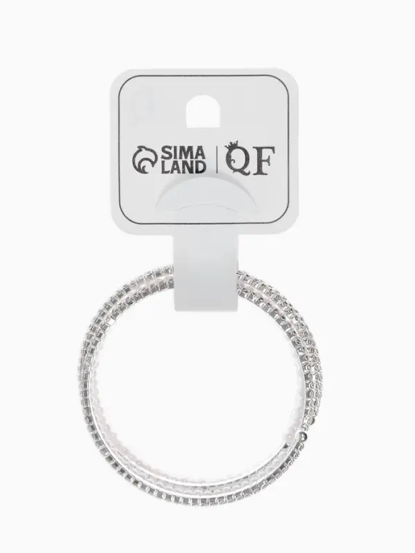 Браслет пружинка со стразами &laquo;Жемчуг&raquo;, d=5.5, белый в серебре