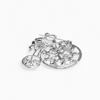 Брошь &laquo;Велосипед&raquo;, ретро, белая в серебре