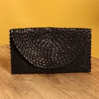 Сумка клатч плетёная из пальмового листа, 28×16×2 см, чёрная Сумка клатч плетёная из пальмового листа, 28×16×2 см, чёрная