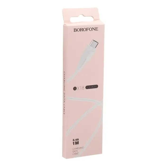 Кабель Borofone BX18, micro USB - USB, 2.4 А, 1 м, белый