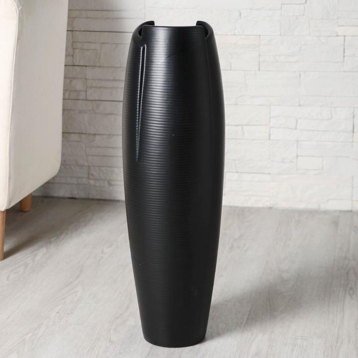 Ваза керамика напольная Ваза керамика напольная "Веер" 14х58 см, чёрный