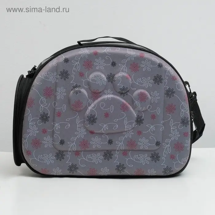 Складная сумка - переноска, 43.5&times;28&times;33 см, с отдельным входом, материал EVA, серая