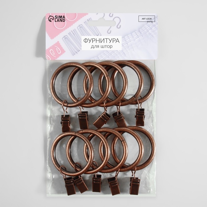 Кольцо для карниза, с зажимом, d = 38/48 мм, 10 шт, цвет бронзовый Кольцо для карниза, с зажимом, d = 38/48 мм, 10 шт, цвет бронзовый