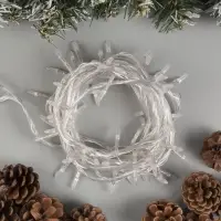 Гирлянда &laquo;Нить&raquo; 10 м с насадками &laquo;Игла&raquo;, IP20, прозрачная нить, 100 LED, свечение белое, 8 режимов, 220 В